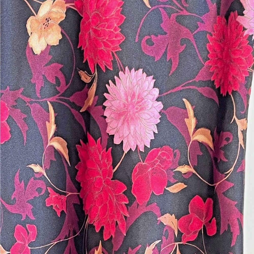Halston Petite Floral Slip Dress PS Satin Midi Sleeveless Vintage Style - Picture 5 of 11